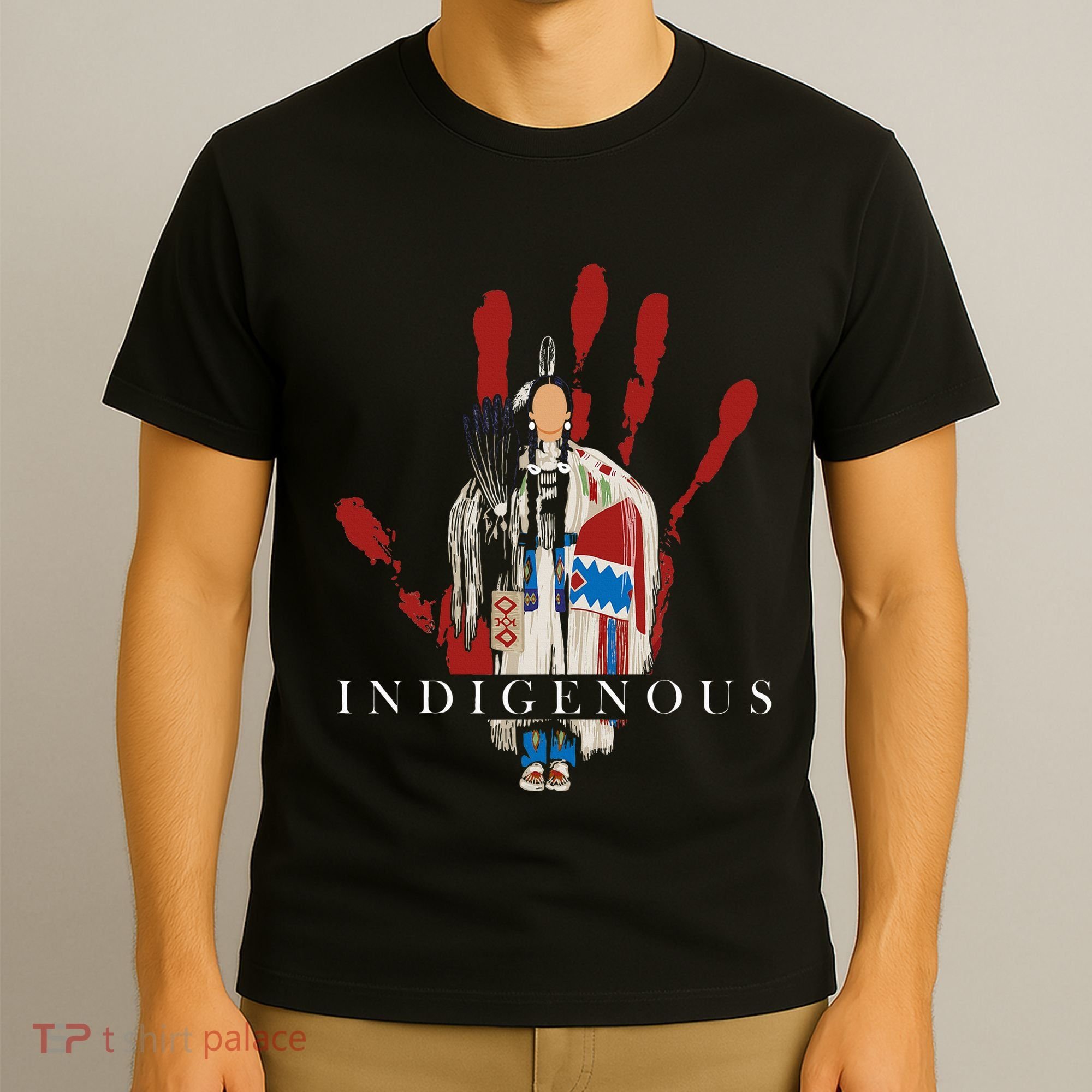 Native American Indigenous Red Hand Indian Blood Themed T-Shirt