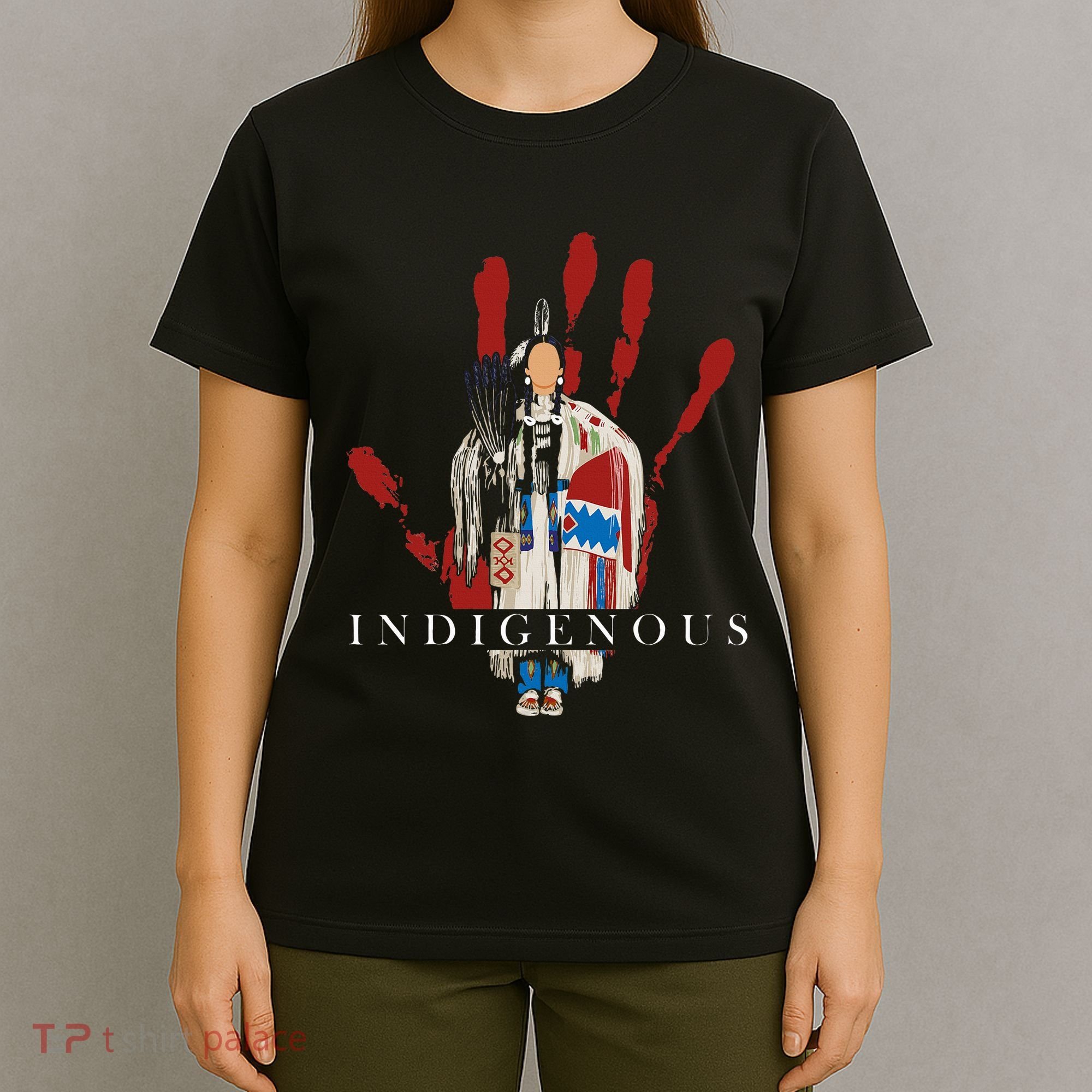 Native American Indigenous Red Hand Indian Blood Themed T-Shirt