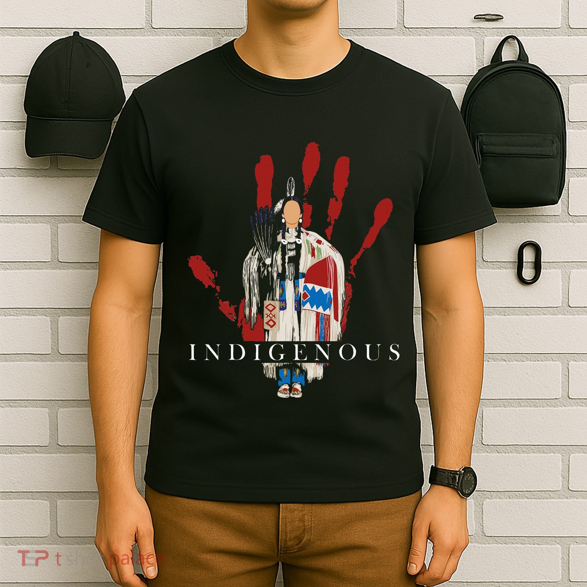 Native American Indigenous Red Hand Indian Blood Themed T-Shirt