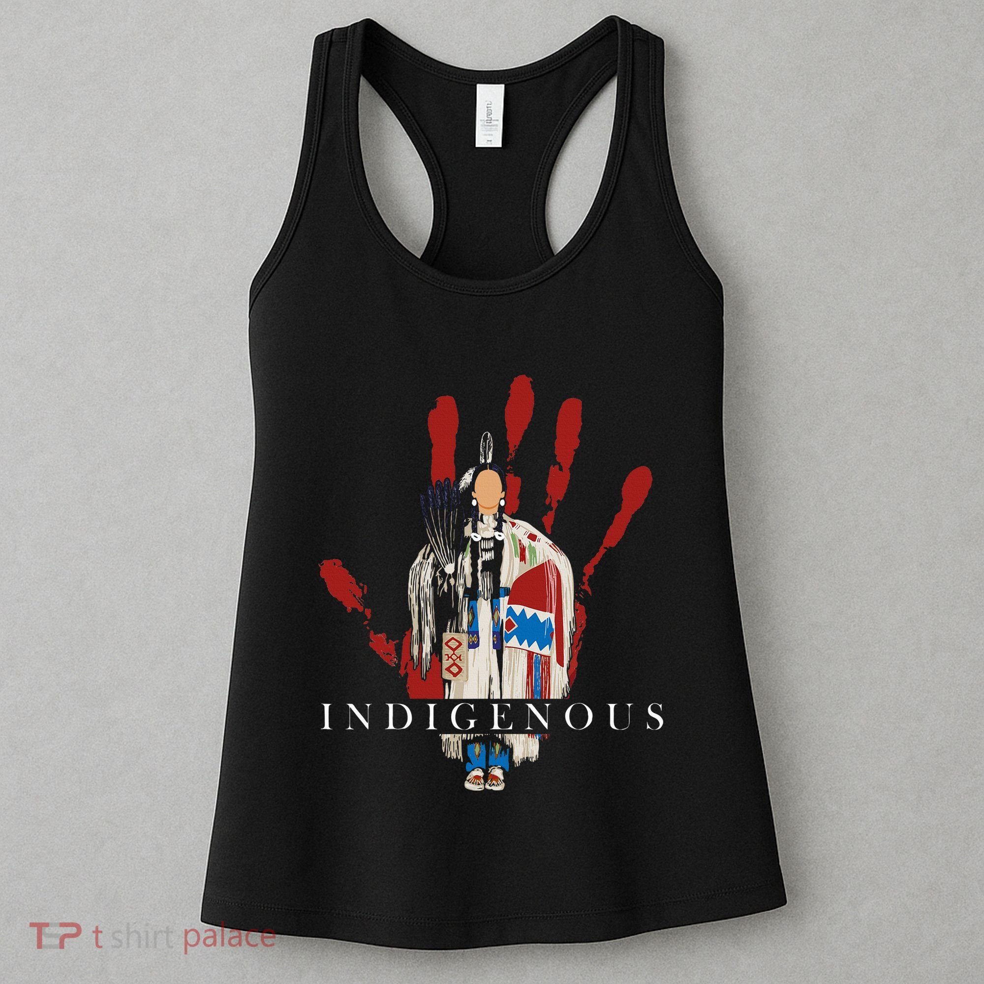 Native American Indigenous Red Hand Indian Blood Themed Women's Tank Top