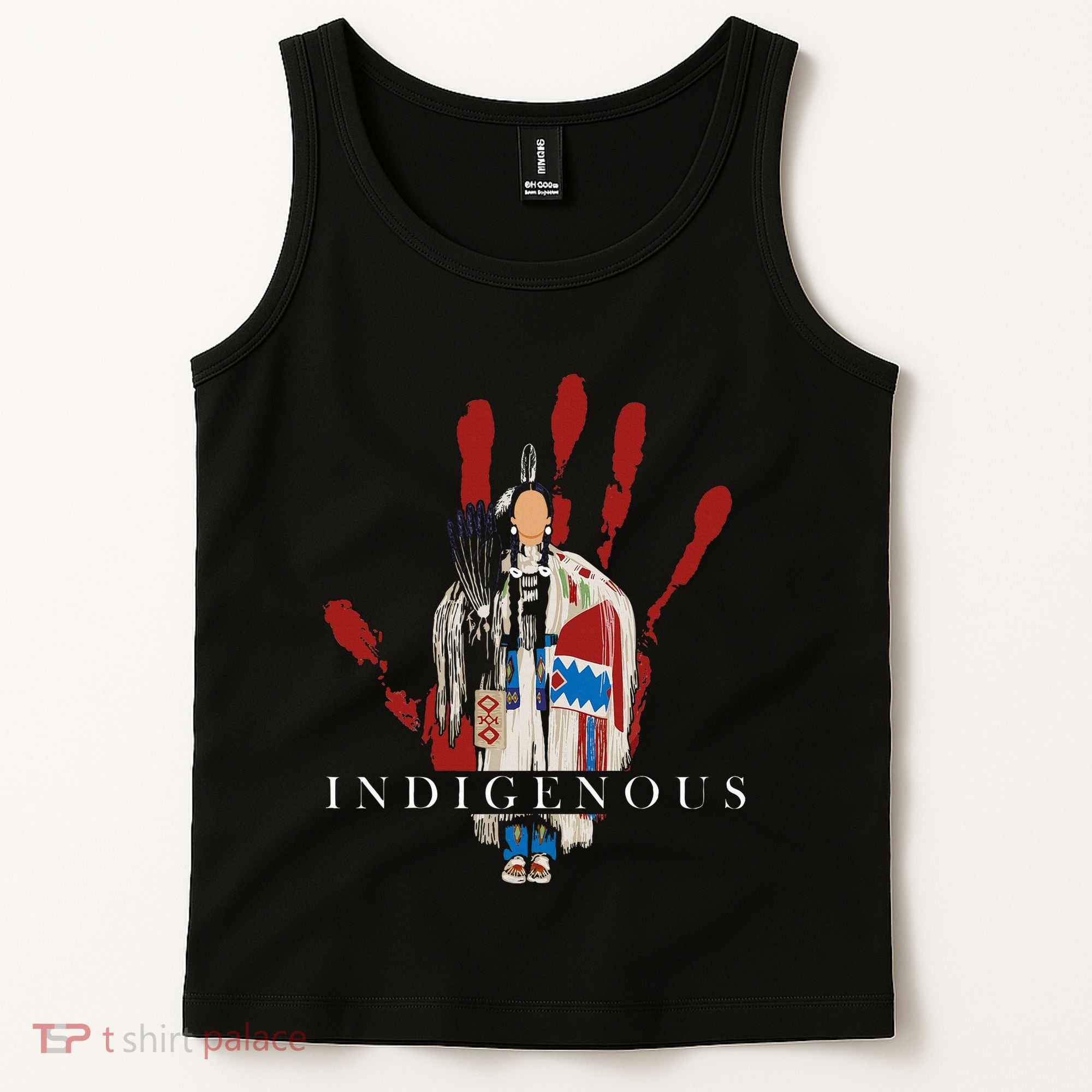 Native American Indigenous Red Hand Indian Blood Themed Tank Top