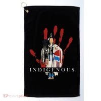 Native American Indigenous Red Hand Indian Blood Themed Golf Towel thumb 0