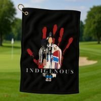 Native American Indigenous Red Hand Indian Blood Themed Golf Towel thumb 1