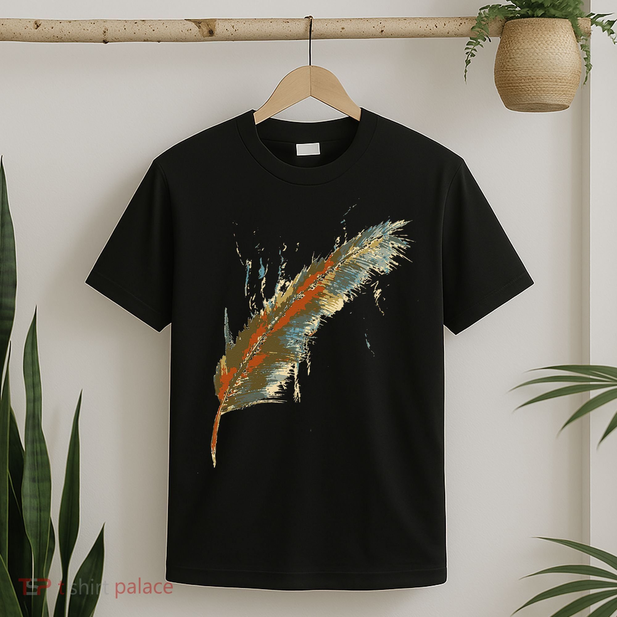 Native American Indian Watercolor Art Colorful Feather T-Shirt