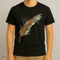 Native American Indian Watercolor Art Colorful Feather T-Shirt thumb 3