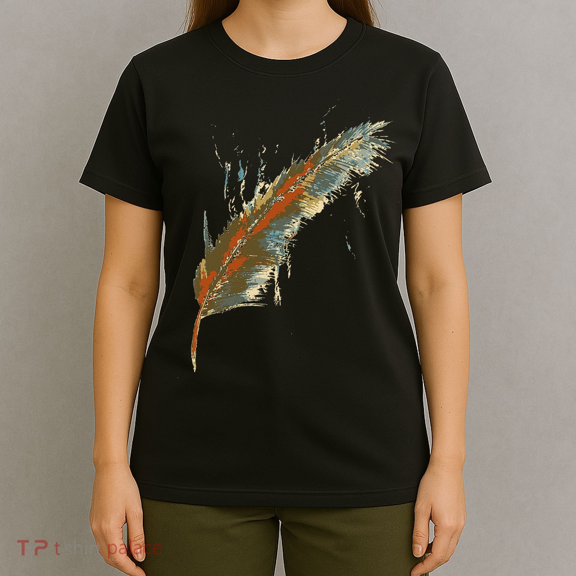 Native American Indian Watercolor Art Colorful Feather T-Shirt