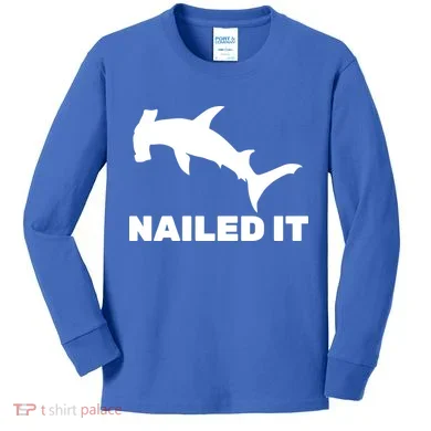 Nailed It Hammerhead Shark Kids Long Sleeve Shirt