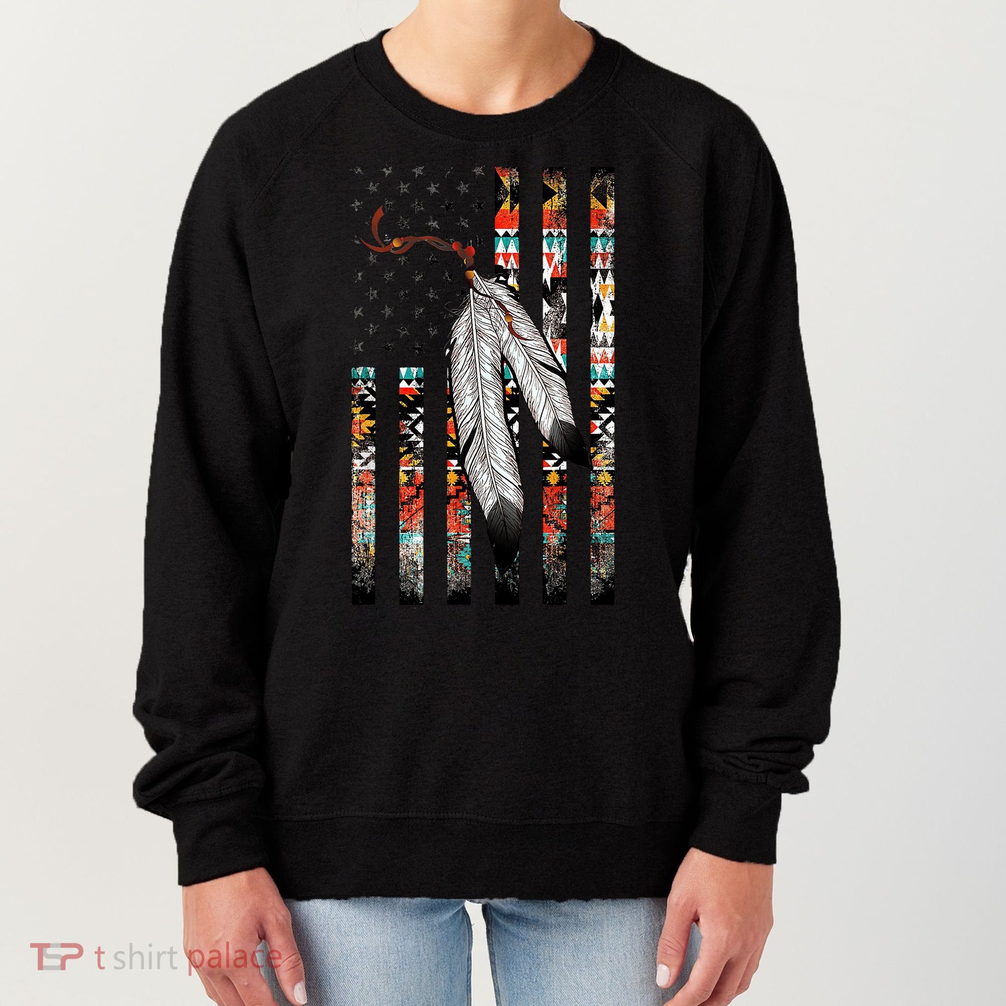 Native American Justice Day  Tribe Feather Flag Women's Sweatshirt