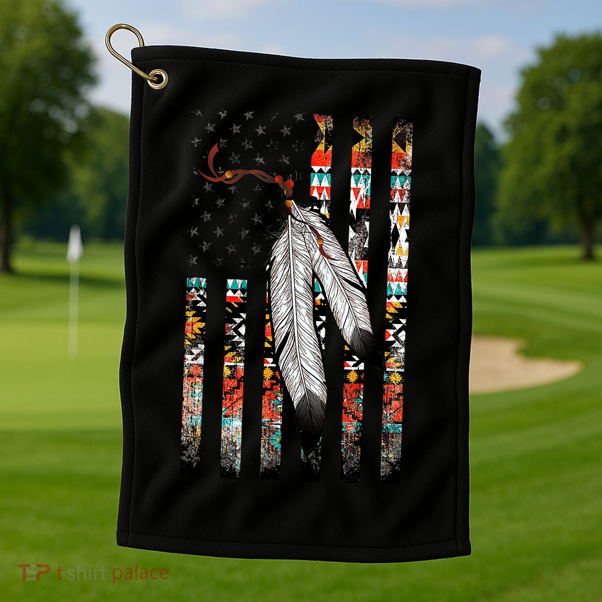 Native American Justice Day  Tribe Feather Flag Golf Towel