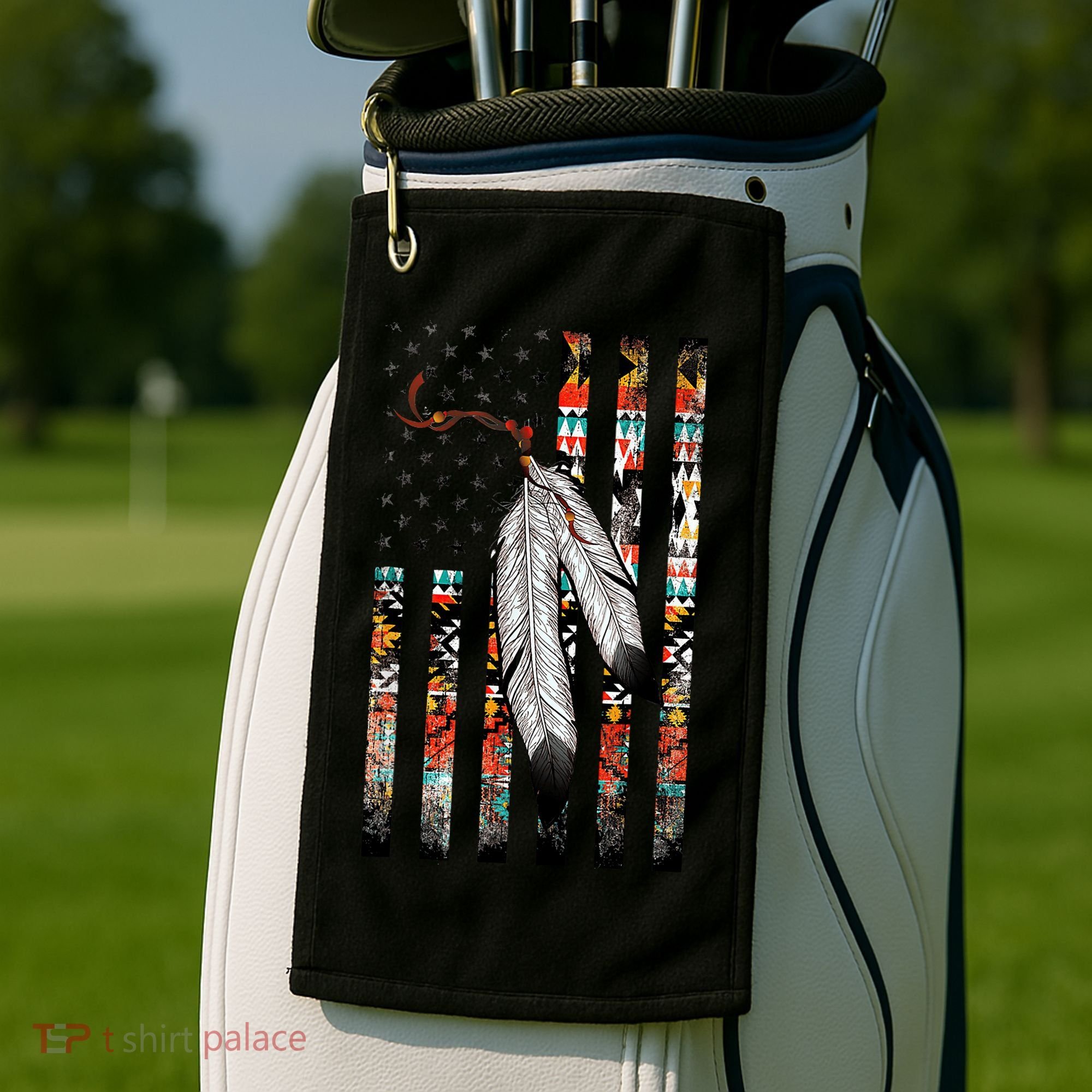 Native American Justice Day  Tribe Feather Flag Golf Towel