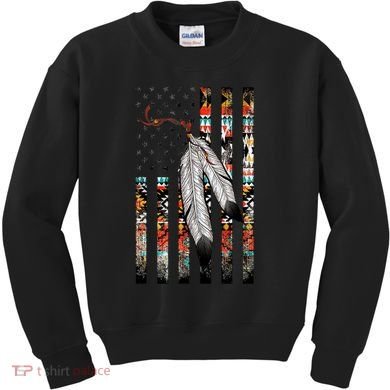 Native American Justice Day  Tribe Feather Flag Kids Sweatshirt