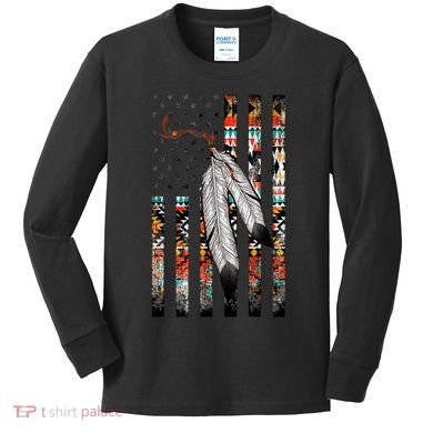 Native American Justice Day  Tribe Feather Flag Kids Long Sleeve Shirt