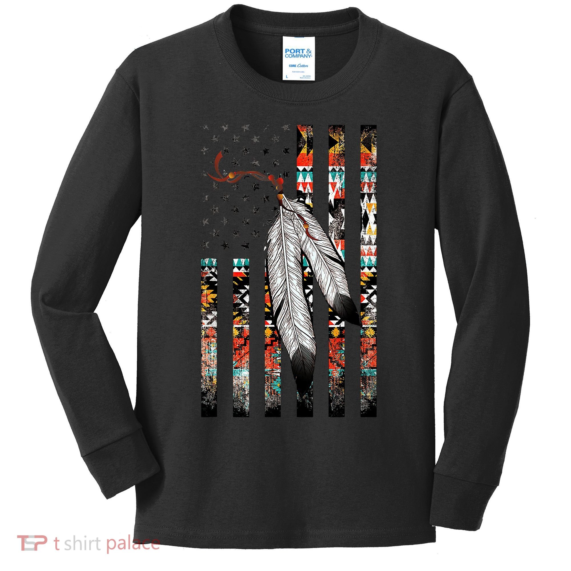 Native American Justice Day  Tribe Feather Flag Kids Long Sleeve Shirt
