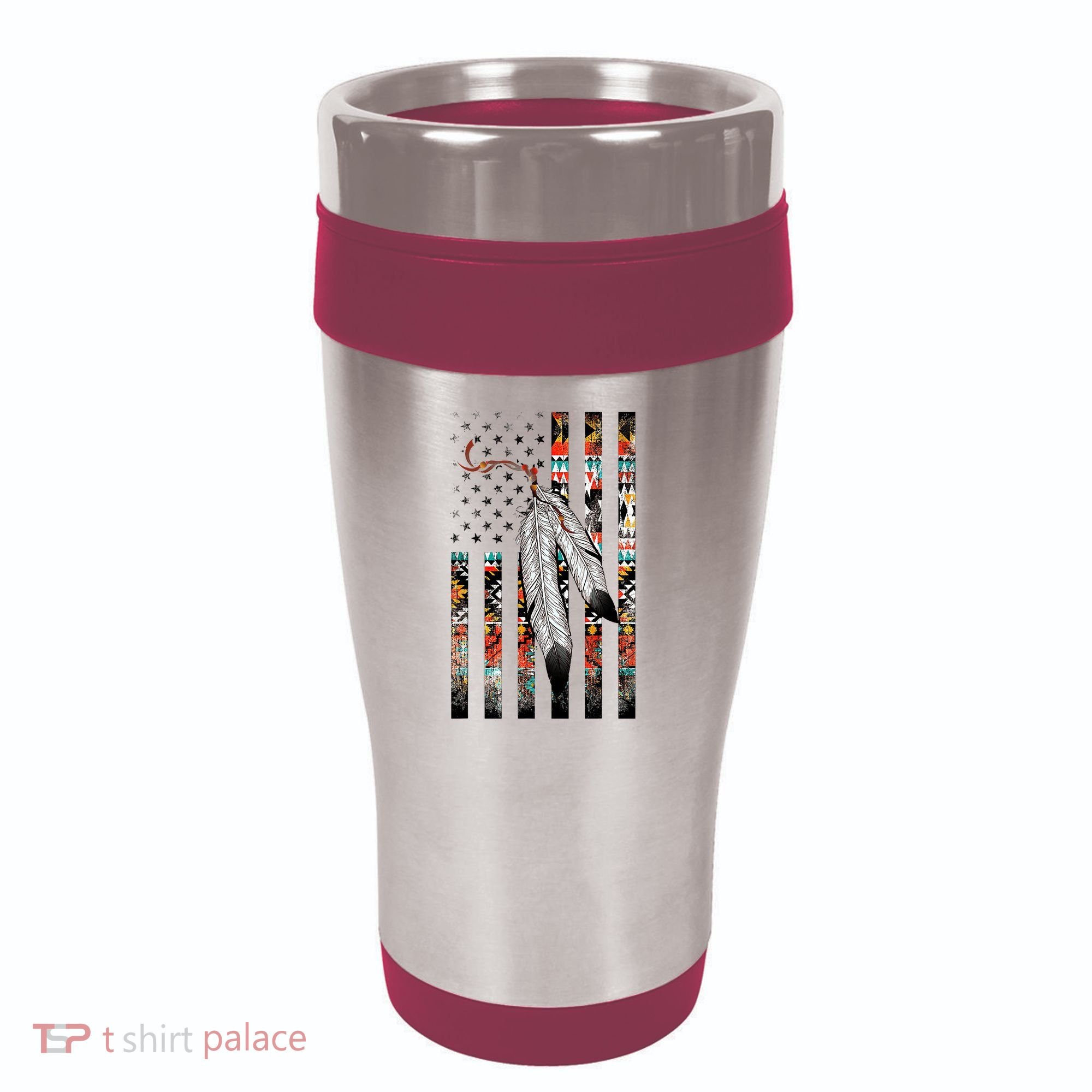 Native American Justice Day  Tribe Feather Flag 16oz Travel Tumbler