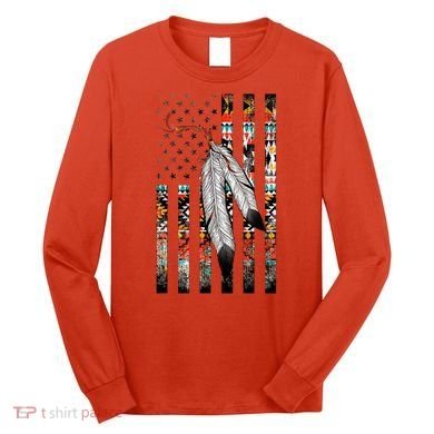 Native American Justice Day  Tribe Feather Flag Long Sleeve Shirt