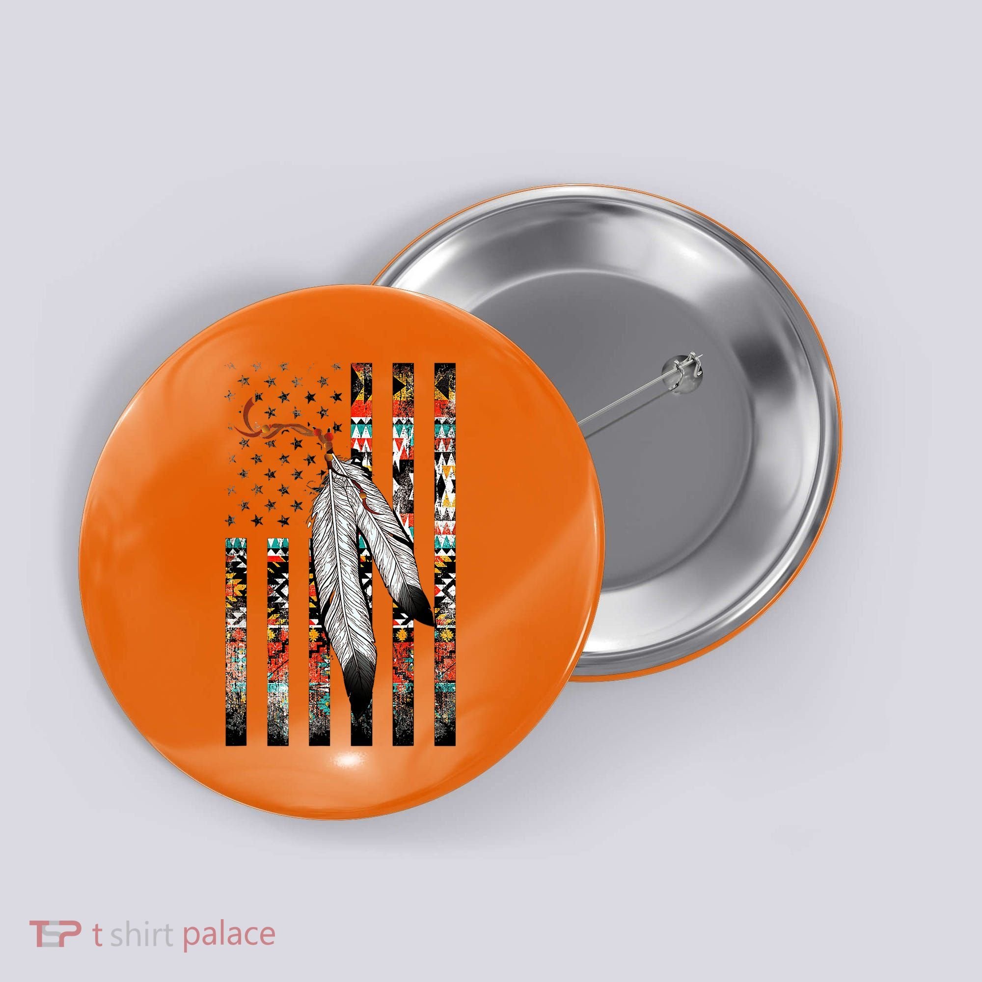 Native American Justice Day  Tribe Feather Flag Button