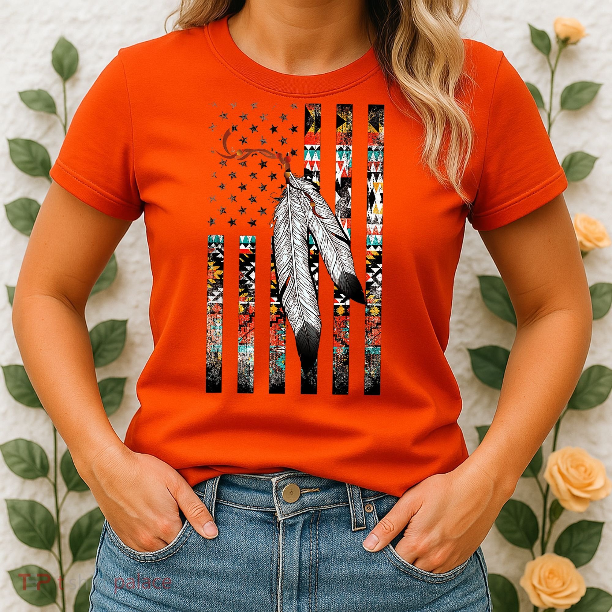 Native American Justice Day  Tribe Feather Flag Women's T-Shirt