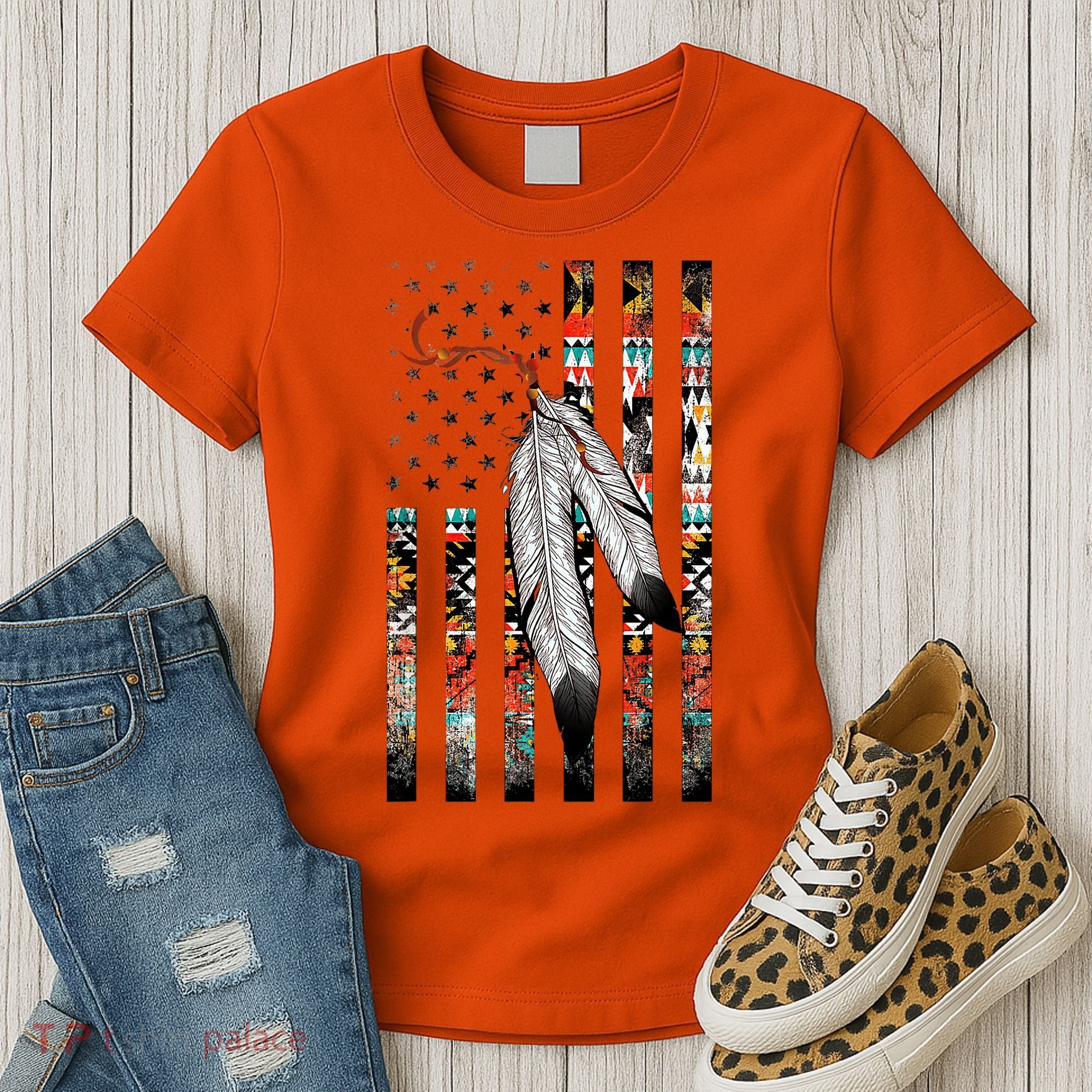 Native American Justice Day  Tribe Feather Flag Women's T-Shirt