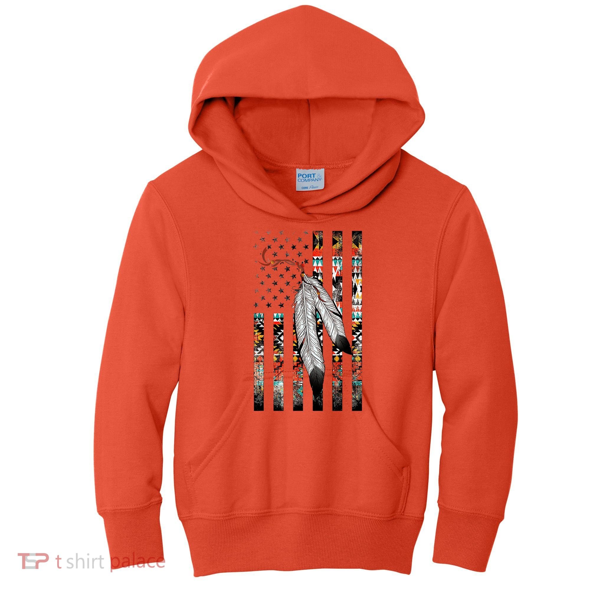 Native American Justice Day  Tribe Feather Flag Kids Hoodie