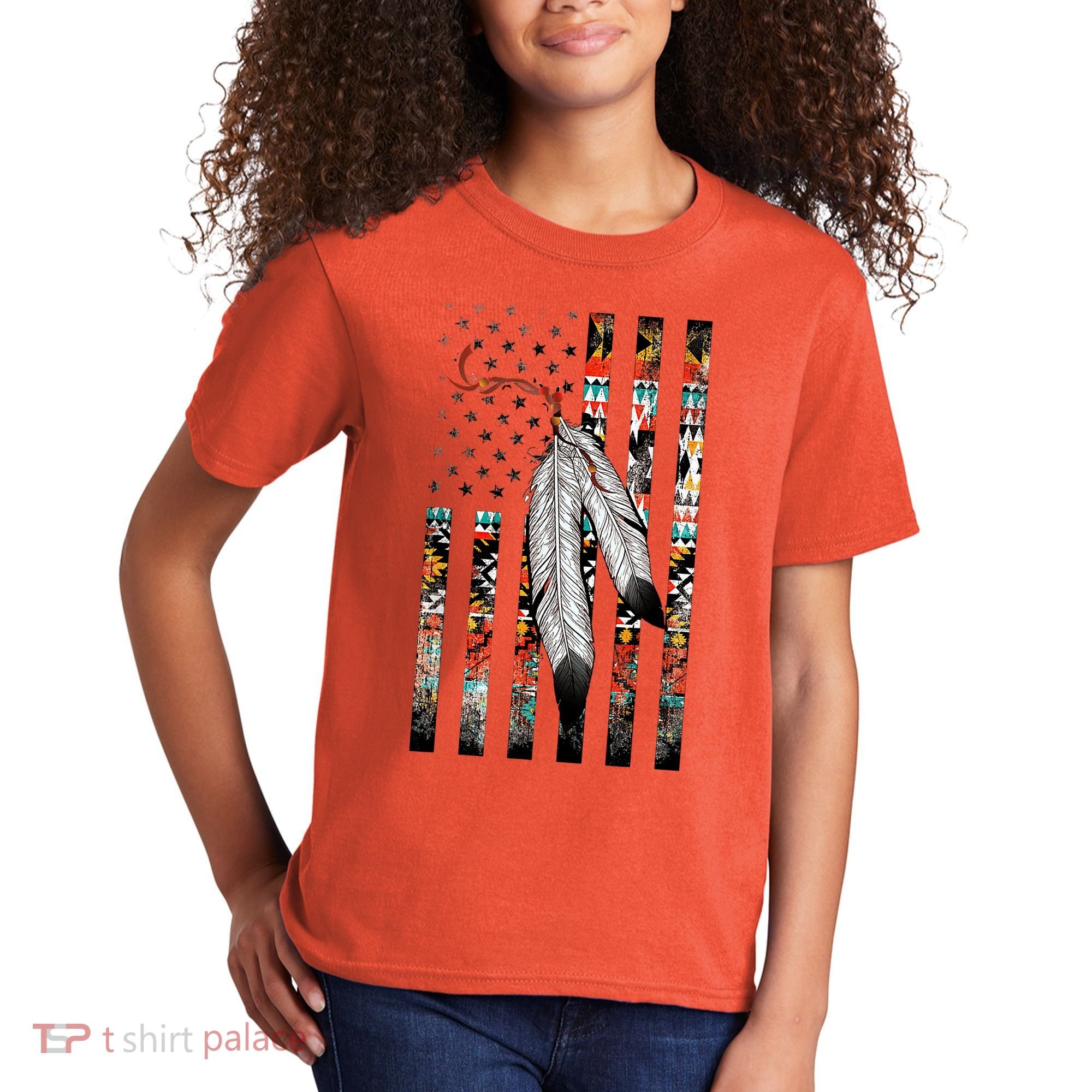 Native American Justice Day  Tribe Feather Flag Kids T-Shirt
