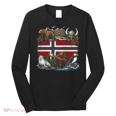 Norway Animal Kingdom Flag Long Sleeve Shirt