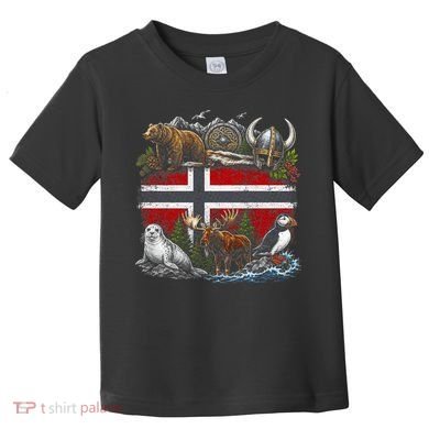 Norway Animal Kingdom Flag Toddler T-Shirt