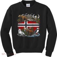 Norway Animal Kingdom Flag Kids Sweatshirt thumb 0