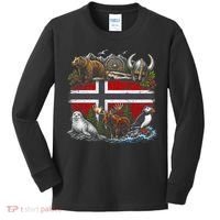 Norway Animal Kingdom Flag Kids Long Sleeve Shirt thumb 0