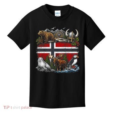 Norway Animal Kingdom Flag Kids T-Shirt