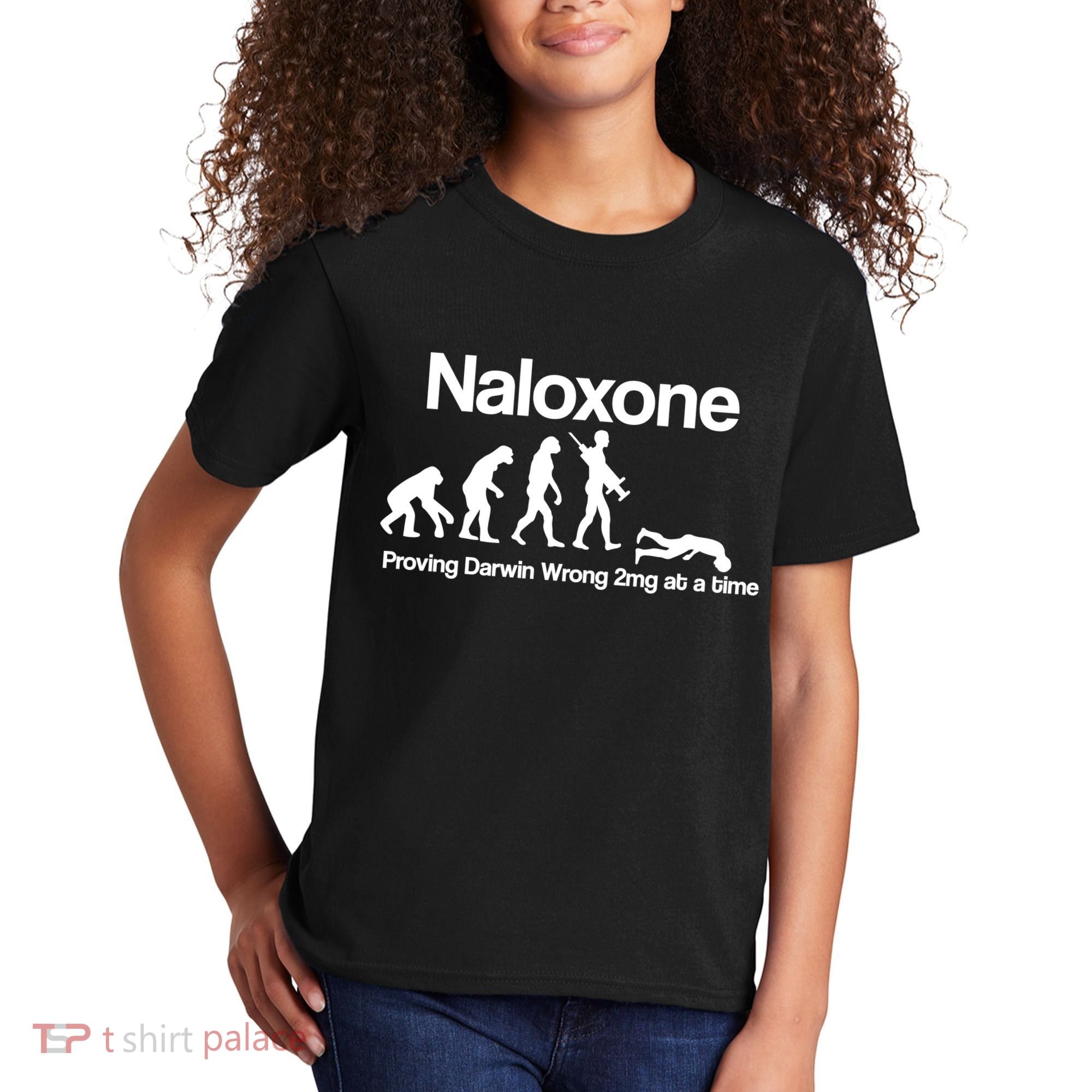 Naloxone Proving Darwin wrong 2 mg at a time Kids T-Shirt