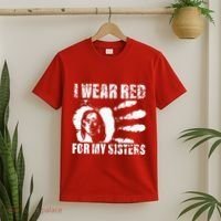 Native America MMIW Awareness I Wear Red For My Sisters T-Shirt thumb 2