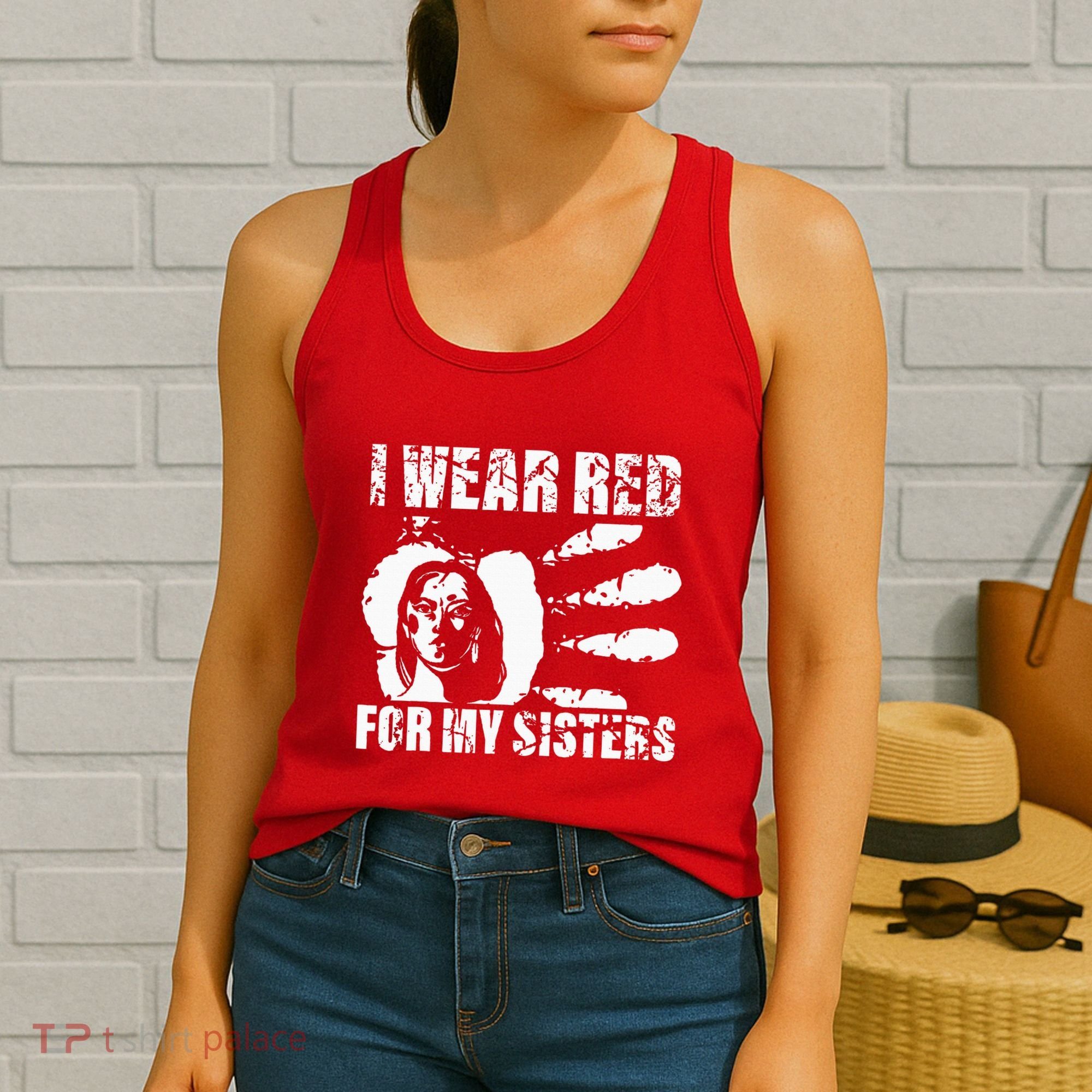 Native America MMIW Awareness I Wear Red For My Sisters Women's Tank Top