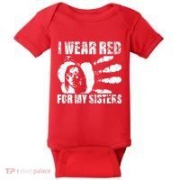 Native America MMIW Awareness I Wear Red For My Sisters Baby Bodysuit thumb 0