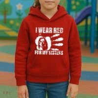 Native America MMIW Awareness I Wear Red For My Sisters Kids Hoodie thumb 3