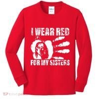 Native America MMIW Awareness I Wear Red For My Sisters Kids Long Sleeve Shirt thumb 0