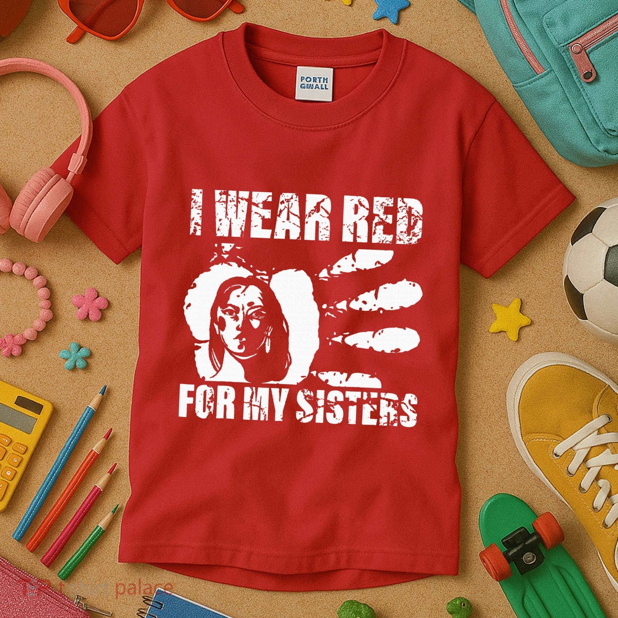 Native America MMIW Awareness I Wear Red For My Sisters Kids T-Shirt