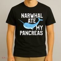 Narwhal Ate My Pancreas T1D Diabetic Type 1 Diabetes T-Shirt thumb 3