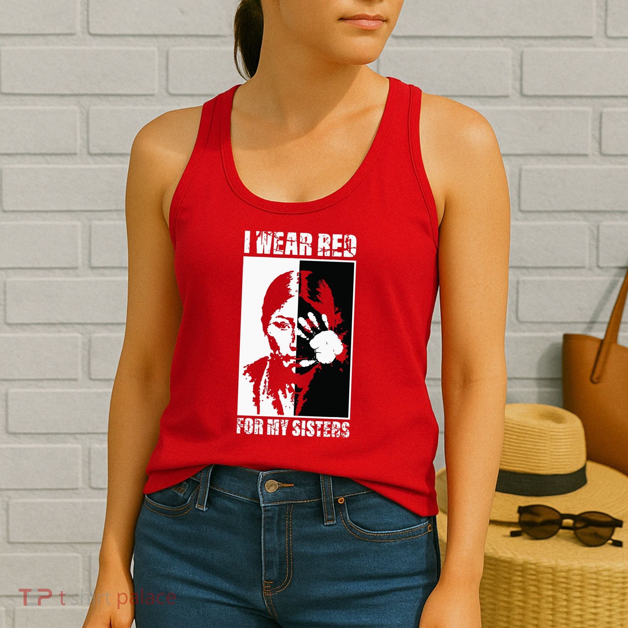 Native America MMIW Awareness I Wear Red For My Sisters Women's Tank Top