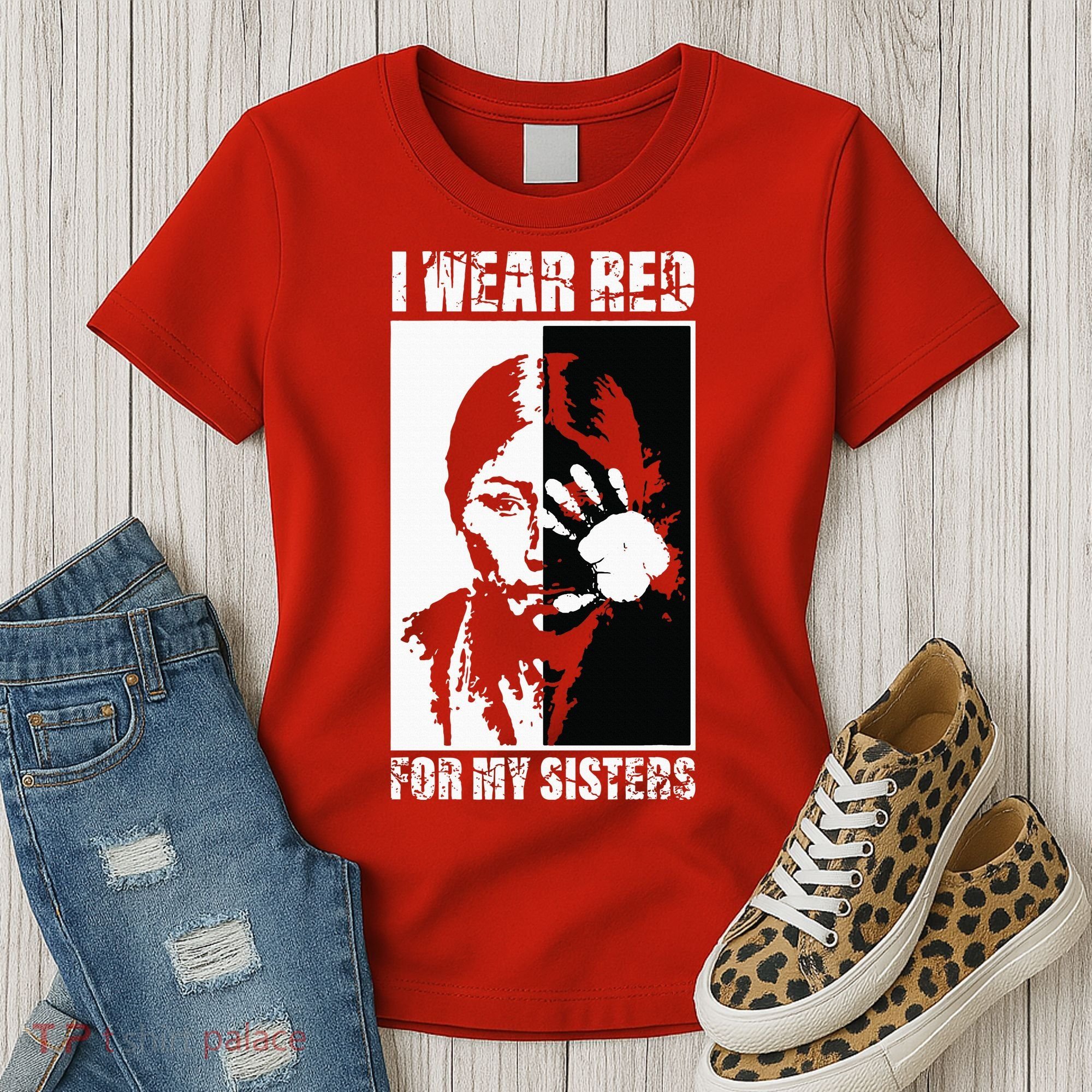Native America MMIW Awareness I Wear Red For My Sisters Women's T-Shirt