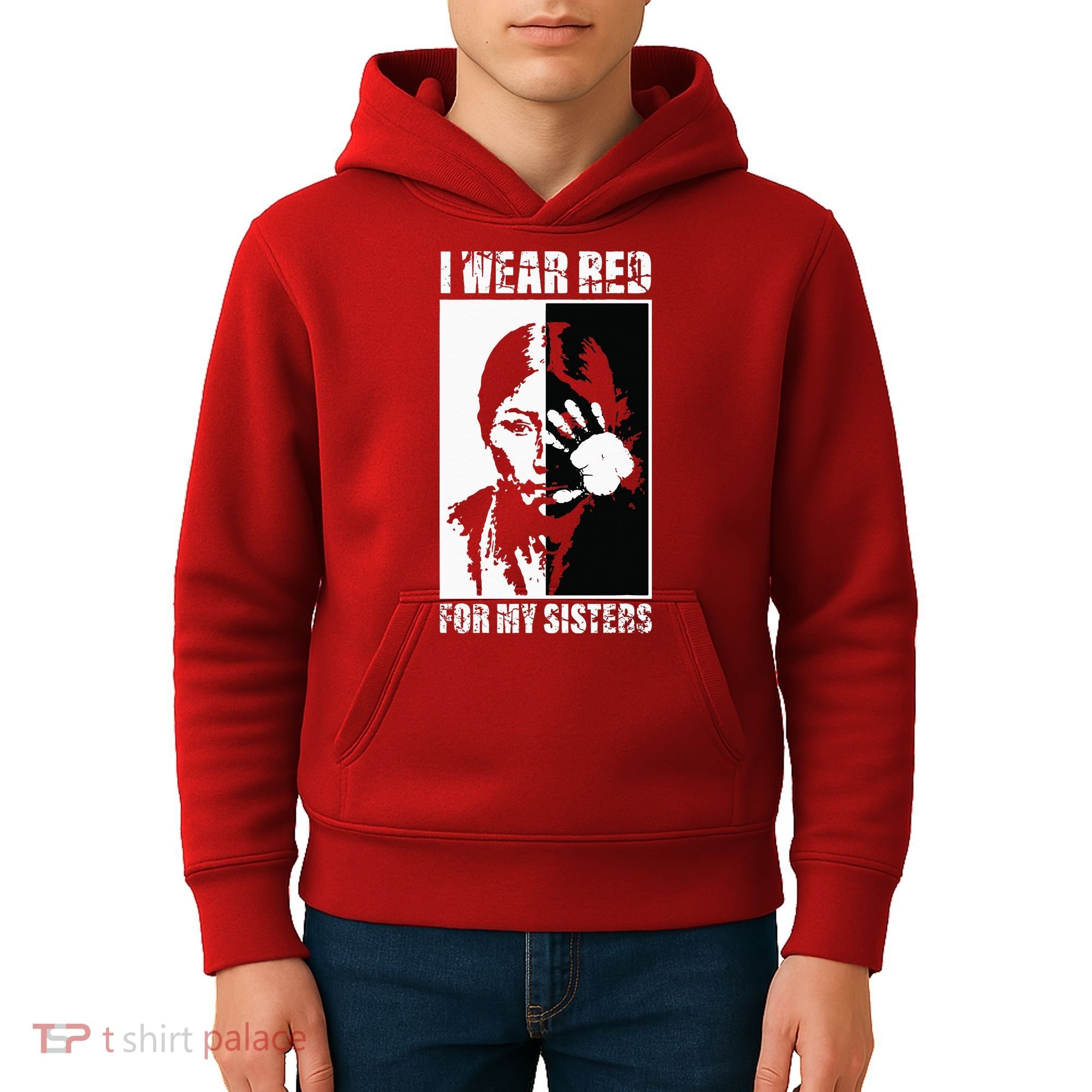 Native America MMIW Awareness I Wear Red For My Sisters Kids Hoodie