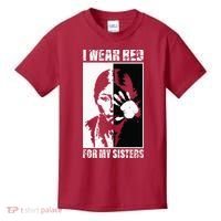 Native America MMIW Awareness I Wear Red For My Sisters Kids T-Shirt thumb 0