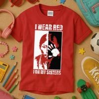 Native America MMIW Awareness I Wear Red For My Sisters Kids T-Shirt thumb 3