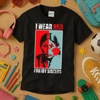 Native America Mmiw Awareness I Wear Red For My Sisters Kids T-Shirt thumb 3