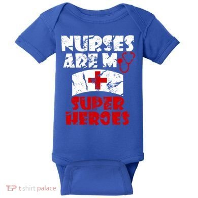 Nurses Are My Super Heroes Funny Cool Gift Baby Bodysuit