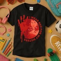 Native America Mmiw Awareness I Wear Red For My Sisters Kids T-Shirt thumb 3
