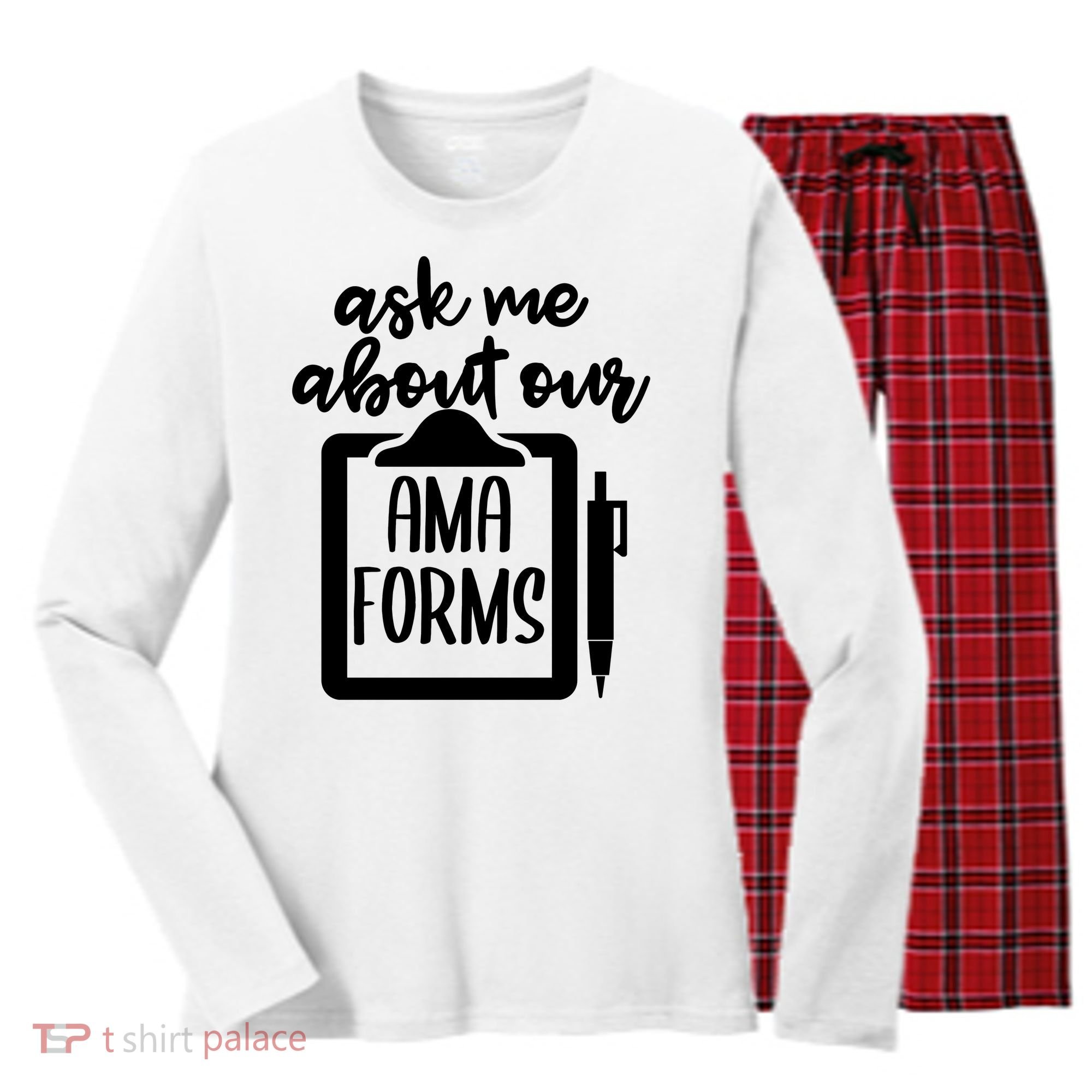 Nurse Ask Me About Ama Forms Women's Long Sleeve Flannel Pajama Set 