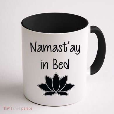Namastay In Bed Coffee Mug back