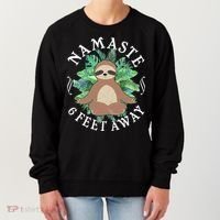 Namaste 6 Feet Away Meditating Sloth Women's Sweatshirt thumb 0
