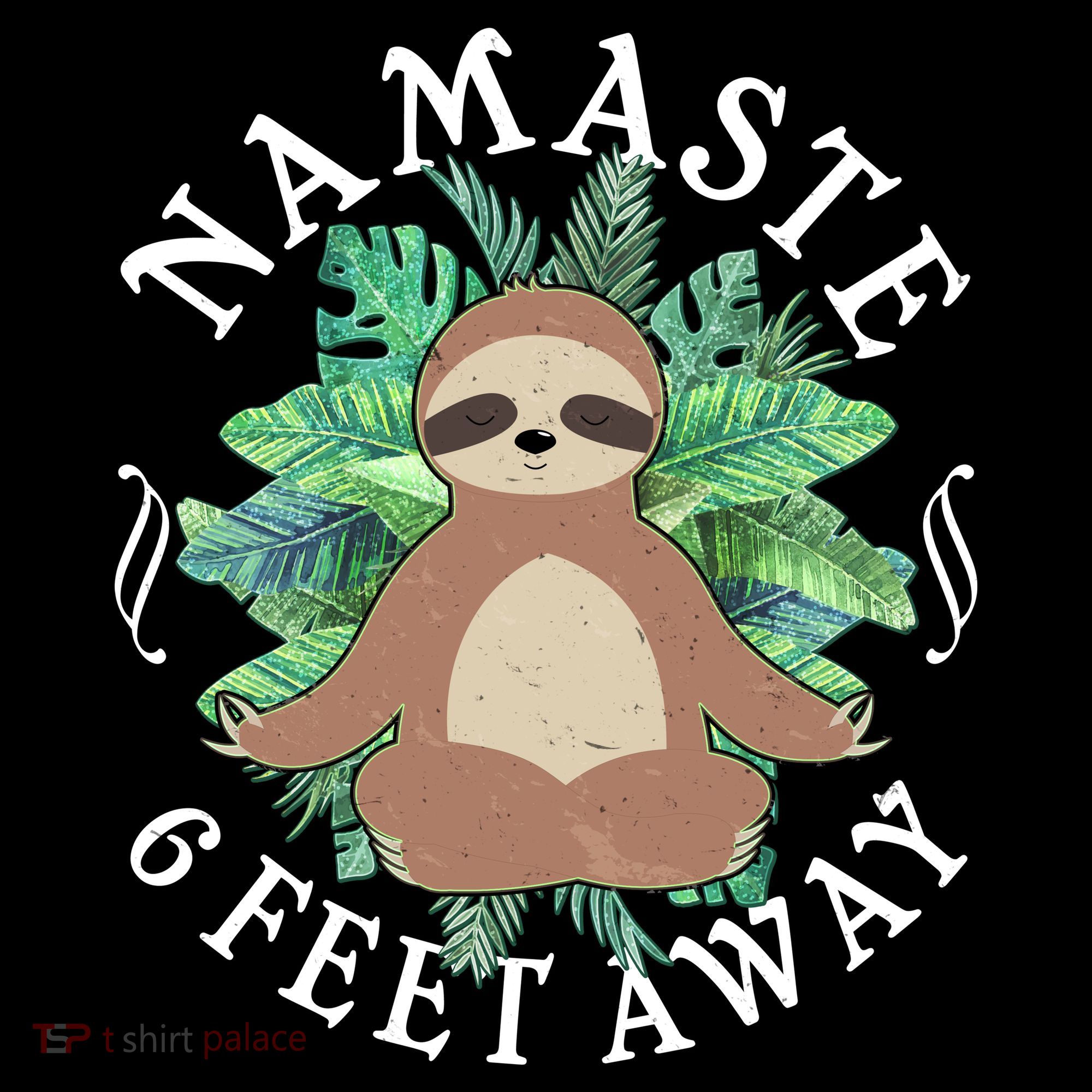 Namaste 6 Feet Away Meditating Sloth Bucket Hat