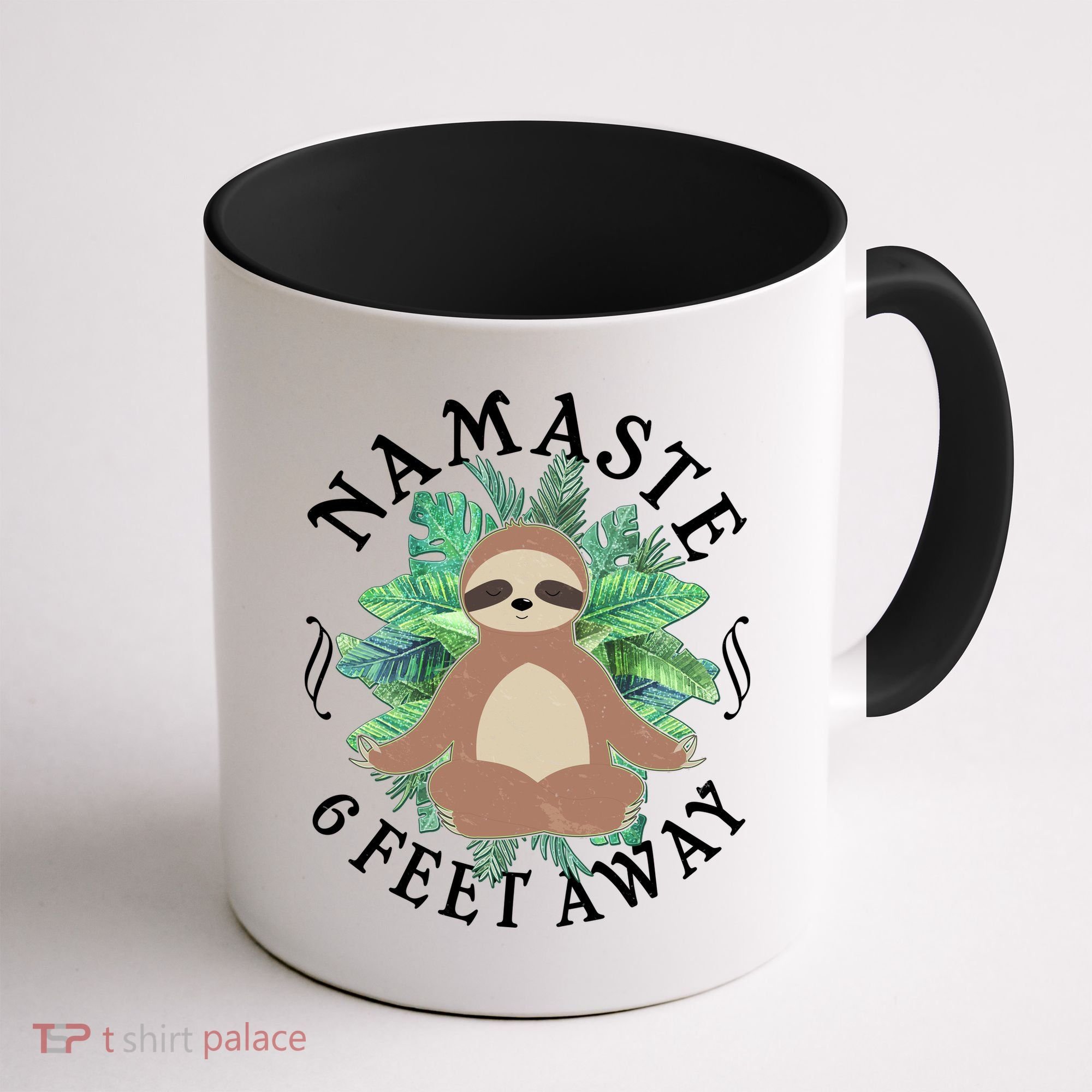 Namaste 6 Feet Away Meditating Sloth Coffee Mug